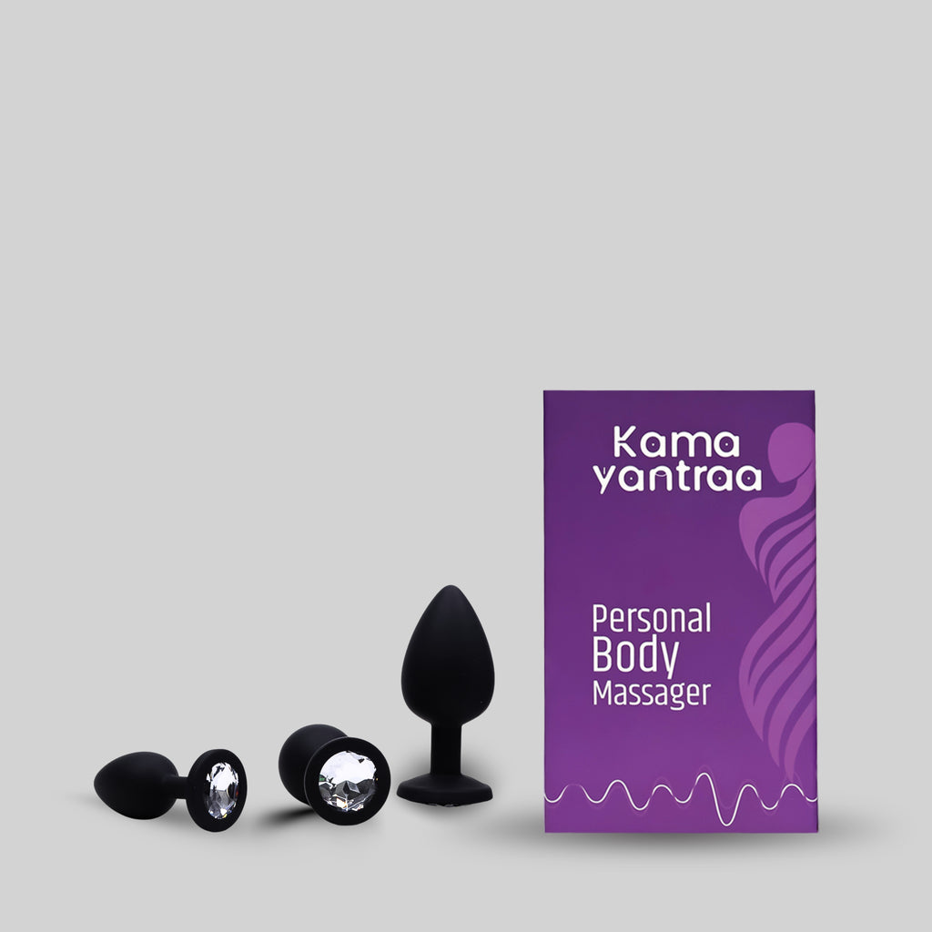 The Kama BodyFit Black 3-in-1 Set Rose Anal Butt Plug