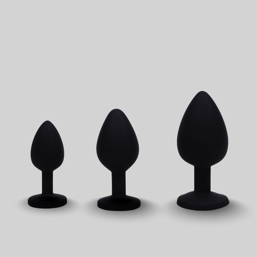 The Kama BodyFit Black 3-in-1 Set Rose Anal Butt Plug