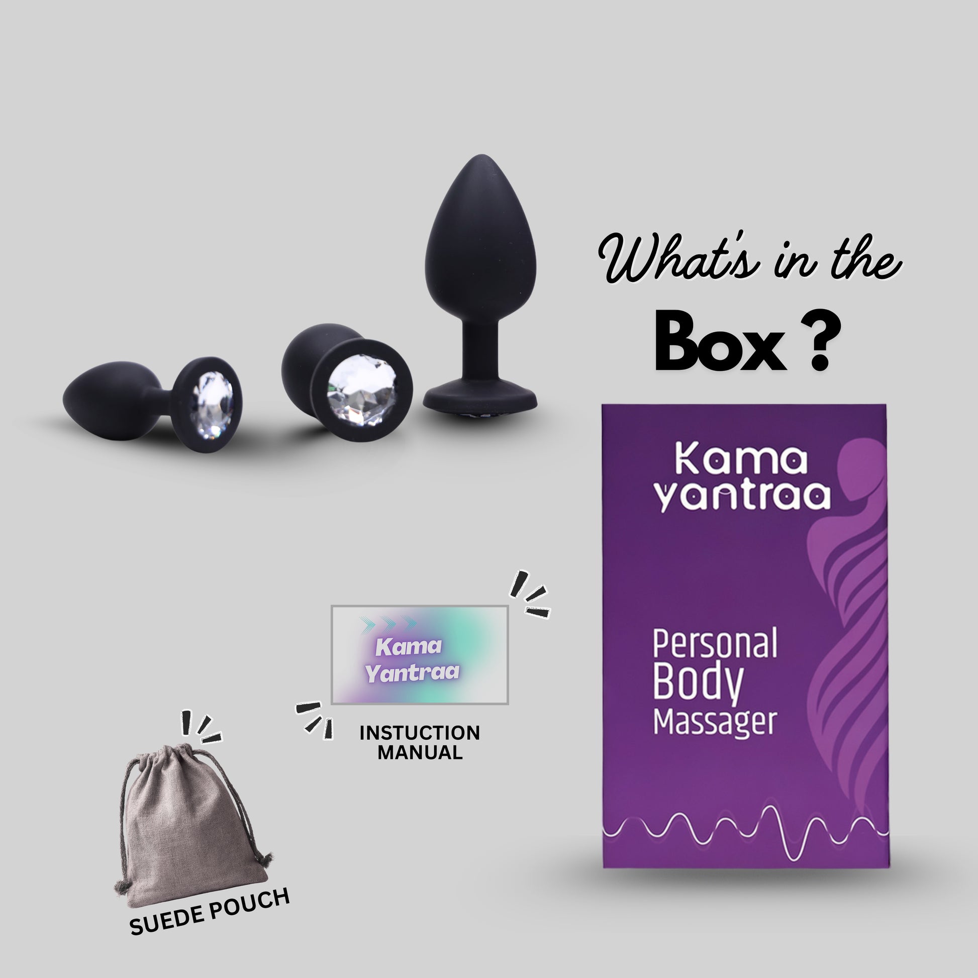 The Kama BodyFit Black 3-in-1 Set Rose Anal Butt Plug