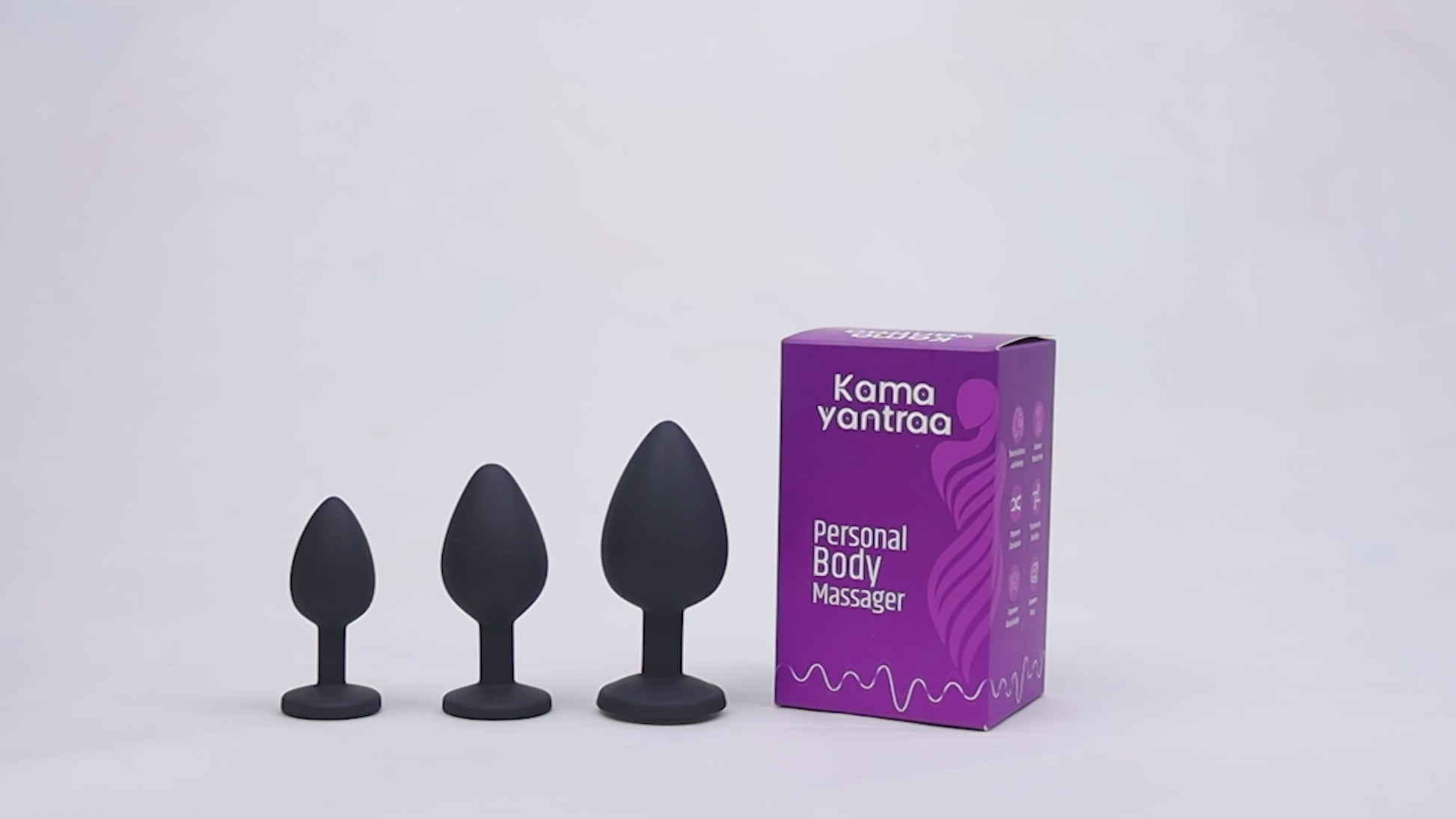 The Kama BodyFit Black 3-in-1 Set Rose Anal Butt Plug